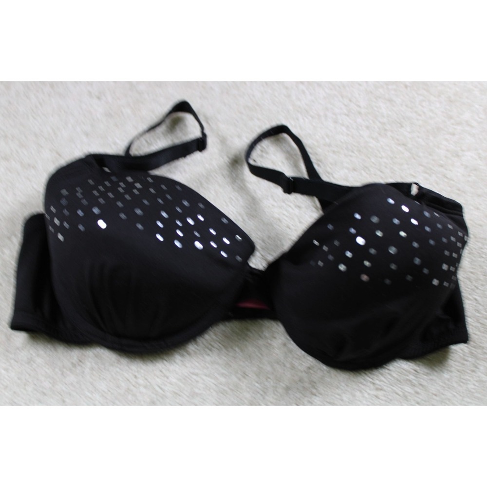 Fruit Of The Loom Black Rhinestone 38C Bra